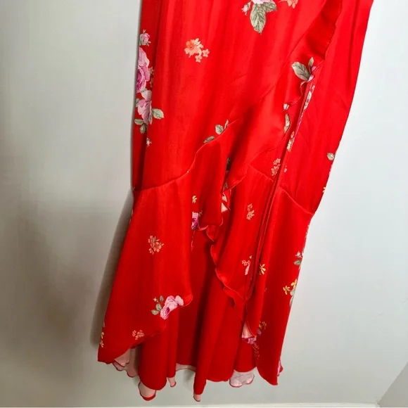 NWT Altar’d State Red Floral Faux Wrap Midi Dress - Picture 5 of 10